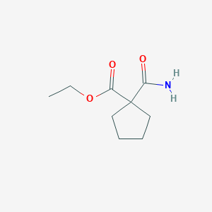 molecular formula C9H15NO3 B13828886 Cyclopentanecarboxylic acid, 1-(aminocarbonyl)-, ethyl ester (9CI) 