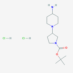 molecular formula C14H29Cl2N3O2 B1382902 3-(4-Amino-piperidin-1-yl)-pyrrolidine-1-carboxylic acid tert-butyl ester dihydrochloride CAS No. 1414958-97-6