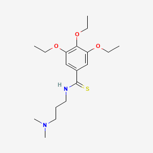 molecular formula C18H30N2O3S B13829059 Benzamide, N-(3-dimethylaminopropyl)-3,4,5-triethoxythio- CAS No. 47354-67-6