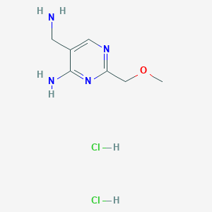 molecular formula C7H14Cl2N4O B1382913 5-(Aminomethyl)-2-(methoxymethyl)pyrimidin-4-amine dihydrochloride CAS No. 1803596-71-5