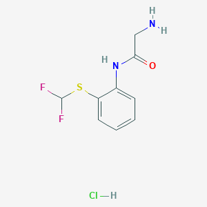 molecular formula C9H11ClF2N2OS B1382914 2-amino-N-{2-[(difluoromethyl)sulfanyl]phenyl}acetamide hydrochloride CAS No. 1803605-65-3