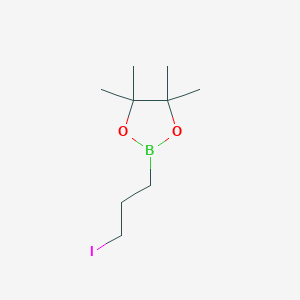 molecular formula C9H18BIO2 B1382917 1,3,2-Dioxaborolane, 2-(3-iodopropyl)-4,4,5,5-tetramethyl- CAS No. 1422039-20-0