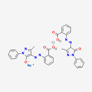 molecular formula C34H27CrN8NaO6 B13829310 sodium;4-[(2-carboxyphenyl)diazenyl]-5-methyl-2-phenylpyrazol-3-olate;chromium;2-[(3-methyl-5-oxo-1-phenyl-4H-pyrazol-4-yl)diazenyl]benzoic acid 