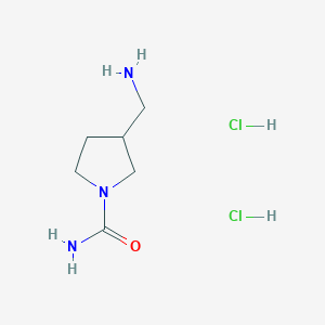 molecular formula C6H15Cl2N3O B1382945 3-(Aminomethyl)pyrrolidine-1-carboxamide dihydrochloride CAS No. 1803586-96-0