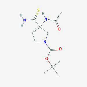molecular formula C12H21N3O3S B1382948 Tert-butyl 3-carbamothioyl-3-acetamidopyrrolidine-1-carboxylate CAS No. 1803589-62-9