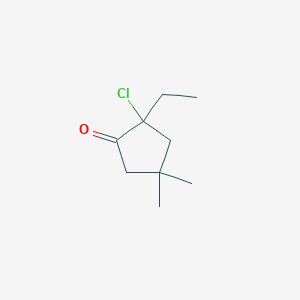 molecular formula C9H15ClO B13829509 Cyclopentanone,2-chloro-2-ethyl-4,4-dimethyl- 