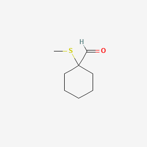 molecular formula C8H14OS B13829546 Cyclohexanecarboxaldehyde, 1-(methylthio)- 