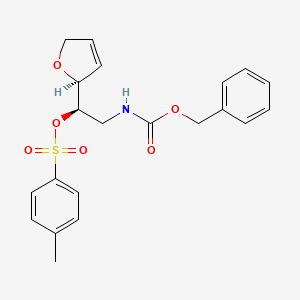 molecular formula C21H23NO6S B1382961 (R)-2-(((Benzyloxy)carbonyl)amino)-1-((S)-2,5-dihydrofuran-2-yl)ethyl 4-methylbenzenesulfonate CAS No. 1001547-78-9