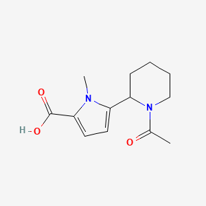 molecular formula C13H18N2O3 B1382973 5-(1-acetylpiperidin-2-yl)-1-methyl-1H-pyrrole-2-carboxylic acid CAS No. 1788685-73-3