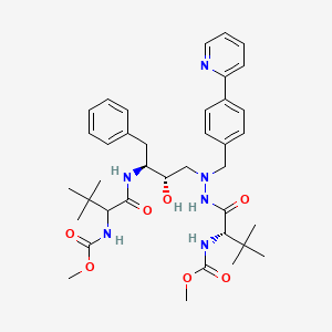 molecular formula C38H52N6O7 B13829730 methyl N-[(2S)-1-[2-[(2S,3S)-2-hydroxy-3-[[2-(methoxycarbonylamino)-3,3-dimethylbutanoyl]amino]-4-phenylbutyl]-2-[(4-pyridin-2-ylphenyl)methyl]hydrazinyl]-3,3-dimethyl-1-oxobutan-2-yl]carbamate 