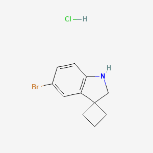 molecular formula C11H13BrClN B1382977 5'-Bromo-1',2'-dihydrospiro[cyclobutane-1,3'-indole] hydrochloride CAS No. 1803590-79-5