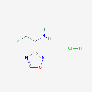 molecular formula C6H12ClN3O B1382979 2-Methyl-1-(1,2,4-oxadiazol-3-yl)propan-1-amine hydrochloride CAS No. 1795274-18-8