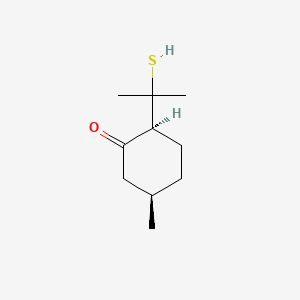 molecular formula C10H18OS B13829803 cis-2-(1-Mercapto-1-methylethyl)-5-methylcyclohexan-1-one CAS No. 34349-25-2