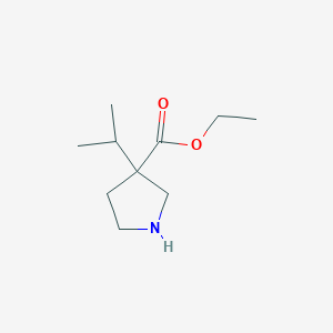 molecular formula C10H19NO2 B1382983 Ethyl 3-(propan-2-yl)pyrrolidine-3-carboxylate CAS No. 1692722-15-8