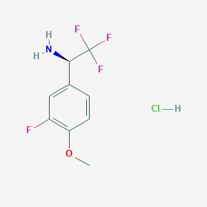 molecular formula C9H10ClF4NO B1382984 (1R)-2,2,2-trifluoro-1-(3-fluoro-4-methoxyphenyl)ethan-1-amine hydrochloride CAS No. 1807937-60-5