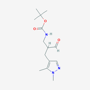 molecular formula C14H23N3O3 B1382988 tert-butyl N-{2-[(1,5-dimethyl-1H-pyrazol-4-yl)methyl]-3-oxopropyl}carbamate CAS No. 1803582-69-5