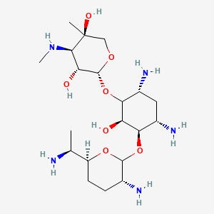 molecular formula C20H41N5O7 B13830080 (2R,3R,4R,5R)-2-[(2R,3R,4S,6R)-4,6-diamino-3-[(3R,6S)-3-amino-6-[(1S)-1-aminoethyl]oxan-2-yl]oxy-2-hydroxycyclohexyl]oxy-5-methyl-4-(methylamino)oxane-3,5-diol 