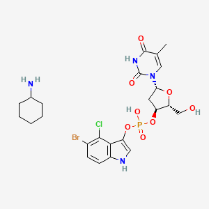 molecular formula C24H31BrClN4O8P B1383050 Cyclohexanamine 5-bromo-4-chloro-1H-indol-3-yl ((2R,3S,5R)-2-(hydroxymethyl)-5-(5-methyl-2,4-dioxo-3,4-dihydropyrimidin-1(2H)-yl)tetrahydrofuran-3-yl) phosphate CAS No. 341973-00-0