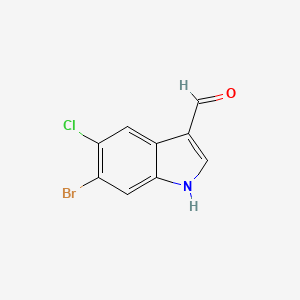 molecular formula C9H5BrClNO B1383059 6-Bromo-5-chloro-1H-indole-3-carbaldehyde CAS No. 1781423-16-2