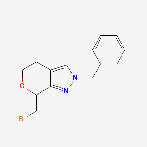molecular formula C14H15BrN2O B1383067 2-Benzyl-7-(bromomethyl)-2,4,5,7-tetrahydropyrano[3,4-c]pyrazole CAS No. 1422344-46-4
