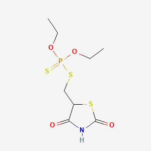 molecular formula C8H14NO4PS3 B13830680 5-(Diethoxyphosphinothioylsulfanylmethyl)-1,3-thiazolidine-2,4-dione 