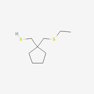 molecular formula C9H18S2 B13830713 Cyclopentanemethanethiol, 1-[(ethylthio)methyl]- 