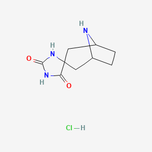 molecular formula C9H14ClN3O2 B1383072 8-Azaspiro[bicyclo[3.2.1]octane-3,4'-imidazolidine]-2',5'-dione hydrochloride CAS No. 77398-55-1