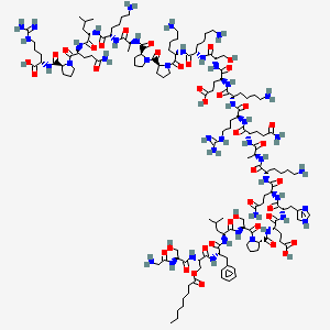 molecular formula C142H237N43O40 B13830761 L-Arginine,glycyl-L-seryl-O-(1-oxooctyl)-L-seryl-L-phenylalanyl-L-leucyl-L-seryl-L-prolyl-L-a-glutamyl-L-histidyl-L-glutaminyl-L-lysyl-L-alanyl-L-glutaminyl-L-arginyl-L-lysyl-L-a-glutamyl-L-seryl-L-lysyl-L-lysyl-L-prolyl-L-prolyl-L-alanyl-L-lysyl-L-leucyl-L-glutaminyl-L-prolyl- 