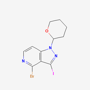 molecular formula C11H11BrIN3O B1383078 4-Bromo-3-iodo-1-(tetrahydro-2H-pyran-2-yl)-1H-pyrazolo[4,3-c]pyridine CAS No. 1416712-52-1