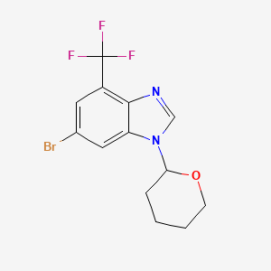 molecular formula C13H12BrF3N2O B1383079 6-溴-1-(四氢-2H-吡喃-2-基)-4-(三氟甲基)-1H-苯并[d]咪唑 CAS No. 1416713-42-2