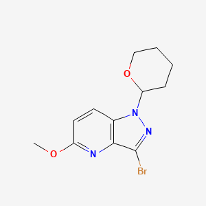 molecular formula C12H14BrN3O2 B1383086 3-Bromo-5-methoxy-1-(tetrahydro-2H-pyran-2-yl)-1H-pyrazolo[4,3-b]pyridine CAS No. 1416714-62-9