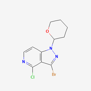 molecular formula C11H11BrClN3O B1383088 3-Bromo-4-chloro-1-(tetrahydro-2H-pyran-2-yl)-1H-pyrazolo[4,3-c]pyridine CAS No. 1416712-72-5