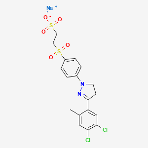 molecular formula C18H17Cl2N2NaO5S2 B13830915 Sodium 2-[[4-[3-(4,5-dichloro-2-methylphenyl)-4,5-dihydro-1H-pyrazol-1-yl]phenyl]sulphonyl]ethanesulphonate CAS No. 35441-13-5