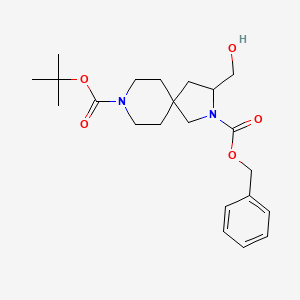 molecular formula C22H32N2O5 B1383100 2-Benzyl 8-tert-butyl 3-(hydroxymethyl)-2,8-diazaspiro[4.5]decane-2,8-dicarboxylate CAS No. 1445951-71-2