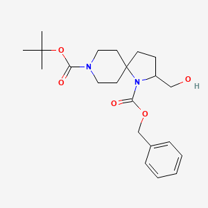 molecular formula C22H32N2O5 B1383101 1-Benzyl 8-tert-butyl 2-(hydroxymethyl)-1,8-diazaspiro[4.5]decane-1,8-dicarboxylate CAS No. 1445951-83-6