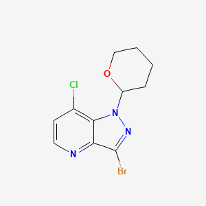 molecular formula C11H11BrClN3O B1383102 3-Bromo-7-chloro-1-(tetrahydro-2H-pyran-2-yl)-1H-pyrazolo[4,3-b]pyridine CAS No. 1416713-43-3