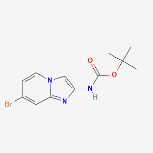 molecular formula C12H14BrN3O2 B1383106 叔丁基(7-溴咪唑并[1,2-a]吡啶-2-基)氨基甲酸酯 CAS No. 1445951-50-7
