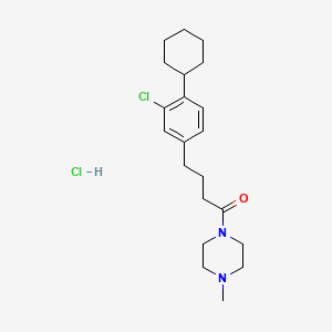 molecular formula C21H32Cl2N2O B13831164 Piperazine, 1-(4-(3-chloro-4-cyclohexylphenyl)-1-oxobutyl)-4-methyl-, monohydrochloride CAS No. 32808-73-4