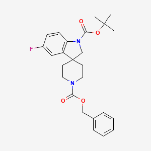 molecular formula C25H29FN2O4 B1383122 1'-Benzyl 1-tert-butyl 5-fluorospiro[indoline-3,4'-piperidine]-1,1'-dicarboxylate CAS No. 1201649-36-6