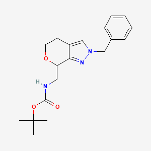 molecular formula C19H25N3O3 B1383123 tert-Butyl ((2-benzyl-2,4,5,7-tetrahydropyrano[3,4-c]pyrazol-7-yl)methyl)carbamate CAS No. 1422344-07-7