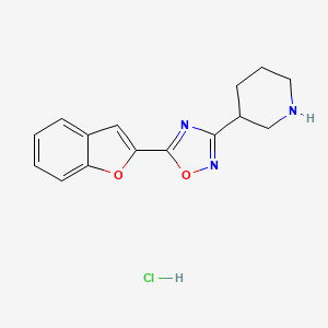 molecular formula C15H16ClN3O2 B1383129 3-[5-(1-Benzofuran-2-yl)-1,2,4-oxadiazol-3-yl]piperidine hydrochloride CAS No. 1909316-93-3