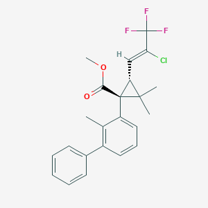 molecular formula C23H22ClF3O2 B13831457 methyl (1S,3R)-3-[(Z)-2-chloro-3,3,3-trifluoroprop-1-enyl]-2,2-dimethyl-1-(2-methyl-3-phenylphenyl)cyclopropane-1-carboxylate 