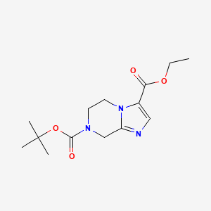 molecular formula C14H21N3O4 B1383158 7-tert-Butyl 3-ethyl 5,6-dihydroimidazo[1,2-a]pyrazine-3,7(8H)-dicarboxylate CAS No. 1330763-78-4