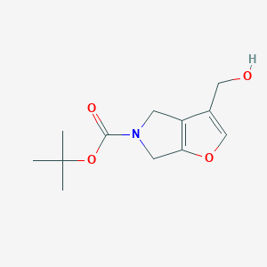 molecular formula C12H17NO4 B1383159 叔丁基 3-(羟甲基)-4H-呋喃[2,3-c]吡咯-5(6H)-羧酸酯 CAS No. 1823776-29-9