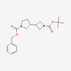 molecular formula C20H28N2O4 B1383162 Benzyl 3-(1-(tert-butoxycarbonyl)azetidin-3-yl)pyrrolidine-1-carboxylate CAS No. 1445951-73-4