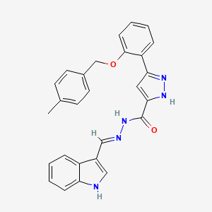 molecular formula C27H23N5O2 B13831787 N'-((1H-Indol-3-yl)methylene)-3-(2-((4-methylbenzyl)oxy)phenyl)-1H-pyrazole-5-carbohydrazide 