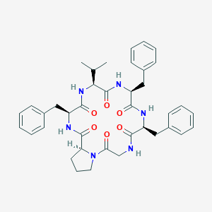 molecular formula C39H46N6O6 B138318 Cyclo(glycyl-prolyl-phenylalanyl-valyl-phenylalanyl-phenylalanyl) CAS No. 144838-26-6