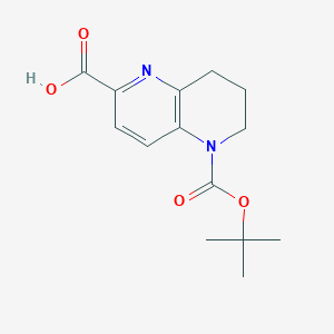 molecular formula C14H18N2O4 B1383183 5-(tert-Butoxycarbonyl)-5,6,7,8-tetrahydro-1,5-naphthyridine-2-carboxylic acid CAS No. 1823258-64-5