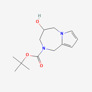 molecular formula C13H20N2O3 B1383184 叔丁基 4-羟基-4,5-二氢-1H-吡咯并[1,2-a][1,4]二氮杂卓-2(3H)-甲酸酯 CAS No. 1823395-32-9