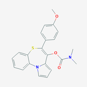 molecular formula C22H20N2O3S B138319 5-(4-Methoxyphenyl)pyrrolo[2,1-d][1,5]benzothiazepin-4-ol N,N-dimethylcarbamate CAS No. 131403-82-2
